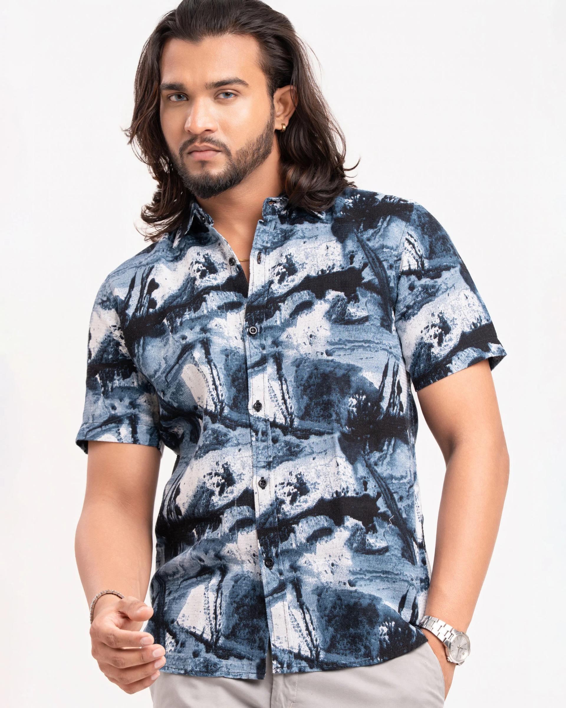 mens-abstract-short-sleeve-buttondown-shirt