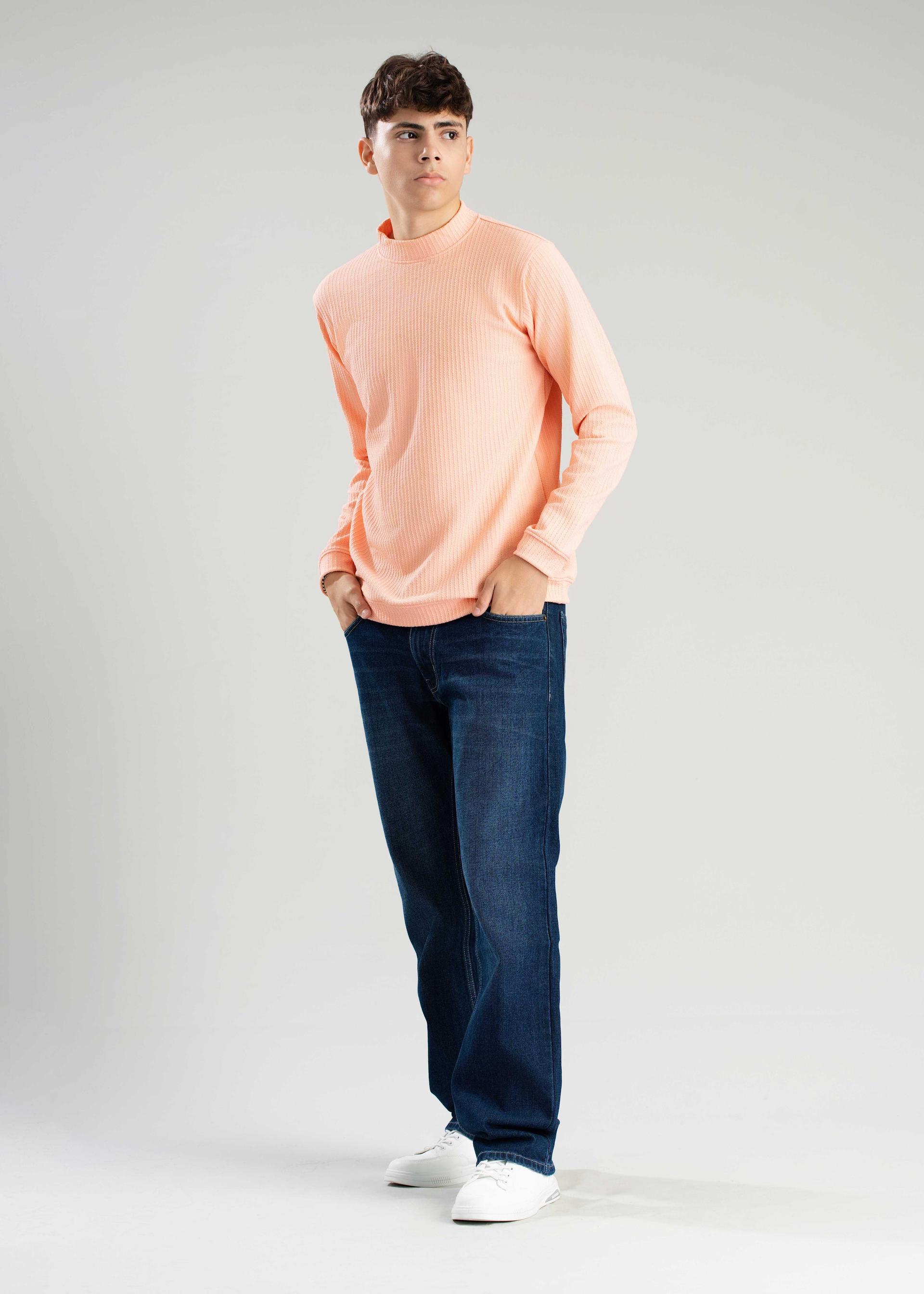 mens-peach-ribbed-mock-neck-long-sleeve-tshirt-